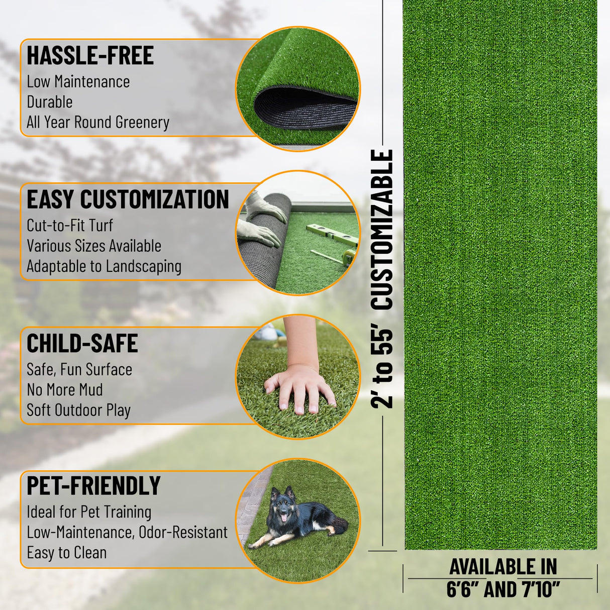 Ottomanson Artificial Grass Outdoor Runner Rug 2'7" x 10' – Waterproof Astro Turf with Drainage Holes – Patio & Lawn Decoration, Easy-Clean Dog Grass Mat Ottomanson