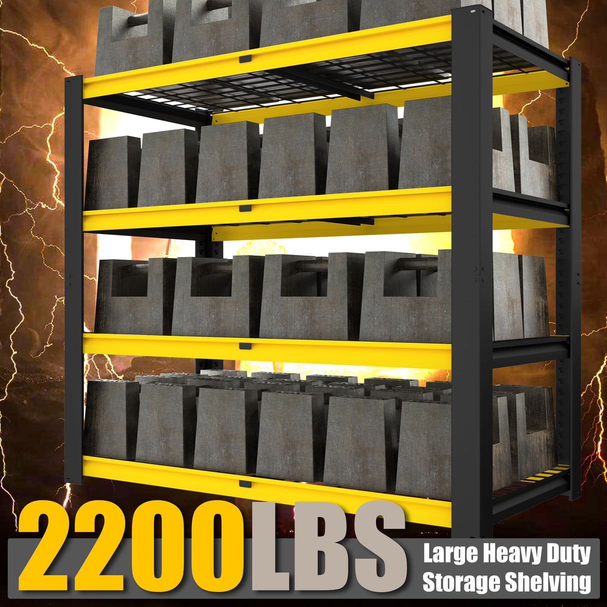 PrimeZone Heavy Duty Storage Shelves - 40" W X 20" D X 60" H Adjustable Garage Wire Shelving Unit, 4 Tier Industrial Metal Shelf Standing Utility Rack for Warehouse, Basement, Black & Gold, 2 Pack PrimeZone