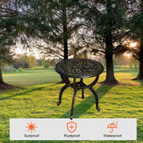 GXOUTAL Cast Aluminum Outdoor Side Table, All Weather Round Small Coffee Table for Patio,Park,Lawn,Yard (18.5" Bronze) GXOUTAL