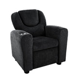 Naomi Home Suri Kids Recliner Chair with Cup Holder & Footrest, Black Chenille - Cozy Lounge for Toddlers & Children Naomi Home