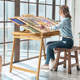 Sancallie Jigsaw Puzzle Table Storage Portable Folding Tilting Table with 5 Drawer for 1500 pcs Play Table with Non-Slip Surface Mat & Dust-proof Cover for Adults Kids Boy Girl Gift for Puzzle Amateur Sancallie