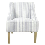 HomePop Velvet Swoop Arm Accent Chair, Blue Farmhouse Stripe HomePop