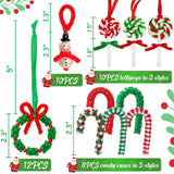 40PCS Christmas Crafts for Kids Beaded Ornament Kit - Including 10 PCS Snowman,12 PCS Wreath,8PCS Candy Cane,10PCS Lollipop, Xmas Holiday Party Tree Favor Decorations luck sea