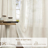 LAMIT Natural Ivory Semi Sheer Linen Curtains 84 inch Long, Cream White Light Filtering Living Room Panels Back Tab and Rod Pocket Neutral Drapes for Bedroom/Farmhouse, 2 Panels, 52 x 84 Inch LAMIT