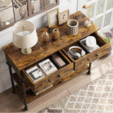 IDEALHOUSE Console Tables for Entryway, Small Entryway Table with 2 Drawers, Narrow Console Table with Storage Shelves for Living Room, Hallway Table, Sofa Table, Rustic Brown IDEALHOUSE