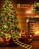 Toodour LED Christmas Lights - 10ft Christmas Decorative Ladder Lights with Santa Claus, Christmas Decorations Lights for Indoor Outdoor, Window, Garden, Home, Wall, Xmas Tree Decor (Warm White) Toodour