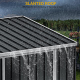 DWVO 8x4 FT Outdoor Weatherproof Storage Shed, Secure Metal Bike Shed w/Lockable Entry, Garden Storage Solution for Lawn Equipment, Tools, Waste Bin, Dark Gray DWVO