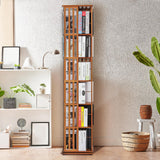 Athena Collection Rotating Bamboo Bookshelf, 6-Tier Floorstanding Corner Bookcase, 360-Degree Modern Open Book Storage Rack for Living Room Bedroom Office Furniture, Brown Athena Collection