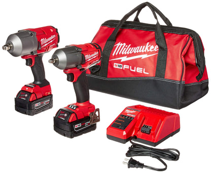 Milwaukee 2 PC M18 FUEL Auto Kit - 1/2" Impact Wrench and 3/8" Impact Wrench - WoodArtSupply