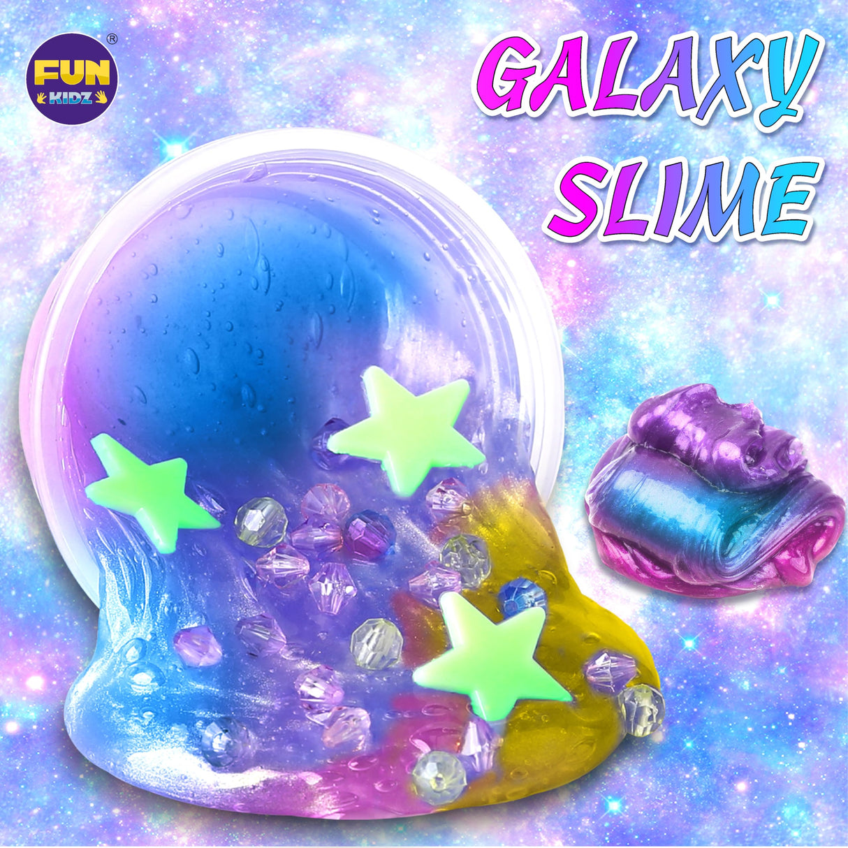 Toy Galaxy Slime Kit for Boys Girls 10-12, FunKidz Ultimate Metallic Slime Making Kit for Kids Ages 8-10 D.I.Y. Glow, Galactic, Fun Slime Gifts FUN KIDZ