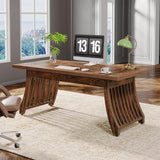 Tribesigns Home Office Executive Desk: 62 Inches Wood Computer Desk Office Table, Farmhouse Rustic Writing Study Desk with Solid Thickened Tabletop and Frame, Business Workstation Tribesigns