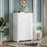 WLIVE White Wood Dresser with 5 Drawer, Cabinets Dressers Wood Dresser Cabinet, Organizer Drawers for Bedroom, Living, Hallway, Measuring 15.7" W*31.4" D*45.3" H WLIVE