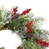 Sggvecsy 21 Inch Artificial Christmas Wreath for Front Door Xmas Red Berry Wreath with Pine Needles Pine Cones Eucalyptus Leaves Christmas Hanging Decorations for Wall Outdoor Home Window Decor Sggvecsy