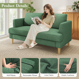 Busaurus Loveseat Sofa 56", Small Couches for Small Spaces Love Seat with 2-Seat Upholstered Cushion, Mid Century Modern Sofa Couches for Living Room, Deep Couch for Bedroom, Apartment, Green Busaurus