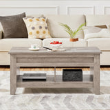 Yaheetech Lift Top Coffee Table, Coffee Table with Hidden Storage Compartment & Lower Shelf, 41in Center Table for Living Room, Office, Grey Yaheetech