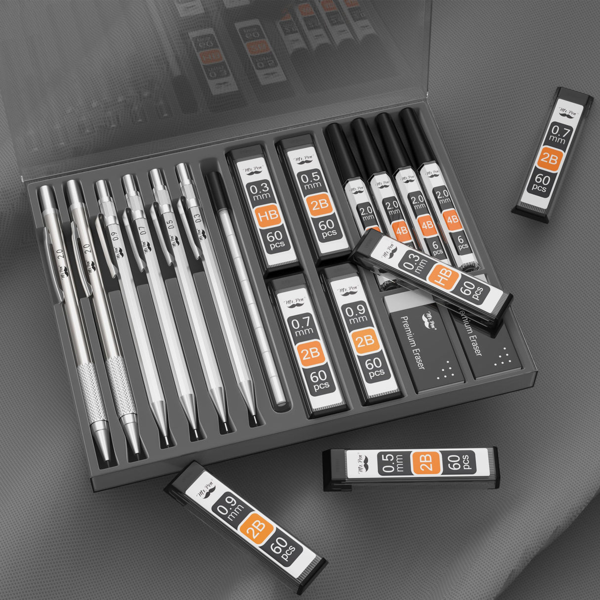 Mr. Pen- Metal Mechanical Pencil Set, 5Sizes, 0.3, 0.5, 0.7, 0.9, 2mm, Mechanical Pencils, Sketching Pencils, Drafting Pencil, Mechanical Pencil Metal, Lead Pencils, Drawing Mechanical Pencils Mr. Pen
