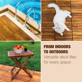10 pcs Premium Acacia Wood Interlocking Decking Tiles – 12x12x0.9in Weatherproof Patio Flooring Outdoor – Interlocking Deck Tiles for Balcony, Backyar & Poolside, All-Weather Use (Golden Teak Finish) GREEN ALLUVIUM