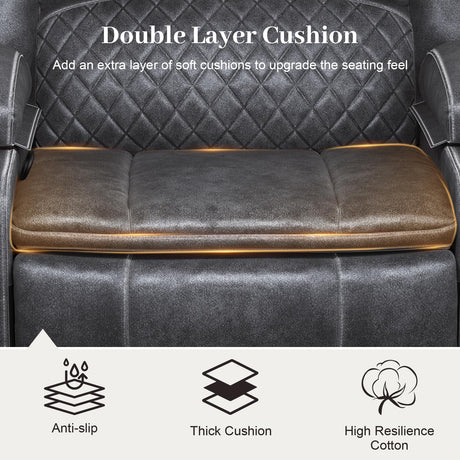 Yolsali Recliner Chairs for Adults, Oversize Manual Reclining Chair with 2-Tier Cushions, Dutch Velvet Recliner Chair with Hidden Storage Space, Living Room Recliner Chairs with Cup Holders - Grey Yolsali