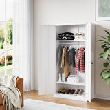 BYNSOE Metal Storage Cabinet 72'' Metal Locker with Locking Metal Storage Locker with Hanging Rod for Office Hospital Require Assembly (White) BYNSOE