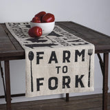 Primitives by Kathy 39418 Black and White Cotton Table Runner, 56 x 15-Inches, Farmhouse Primitives by Kathy