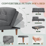 Furmax Futon Sofa Bed Modern Linen Couch Convertible Folding Futon Reclining Sleeper Sofa Couch for Small Space Apartment Loveseat with Adjustable Backrest (Dark Grey) Furmax