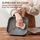 SENSARTE Nonstick Grill Pan for Stove Tops, Versatile Griddle with Pour Spouts, Square Big Cooking Surface, Durable Skillet Indoor & Outdoor Grilling. PFOA Free, 9.5 Inch SENSARTE