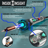 Premium Inside Insight Clear Wood Burning Kit & Soldering Iron Kit + Case, Solder, 8 Tip, Tweezer, Pump, Flux, Precise Pen-Fast Heat, LCD Temp Control 392-932°F, Art, Craft, Electronics, Pro DiY Inside Insight