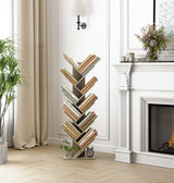 Hoctieon 10 Tier Tree Bookshelf, 10 Shelf Bookcase, Free Standing Tree Bookcase, Display Floor Standing Shelf for Books, Book Organizer Shelves for Home Office, Living Room, Bedroom, Greige Hoctieon