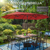 Sundale Outdoor 15ft Large Patio Umbrellas with Base Included and Umbrella Cover, Outdoor Double-Sided Umbrella for Poolside Garden Red Sundale Outdoor