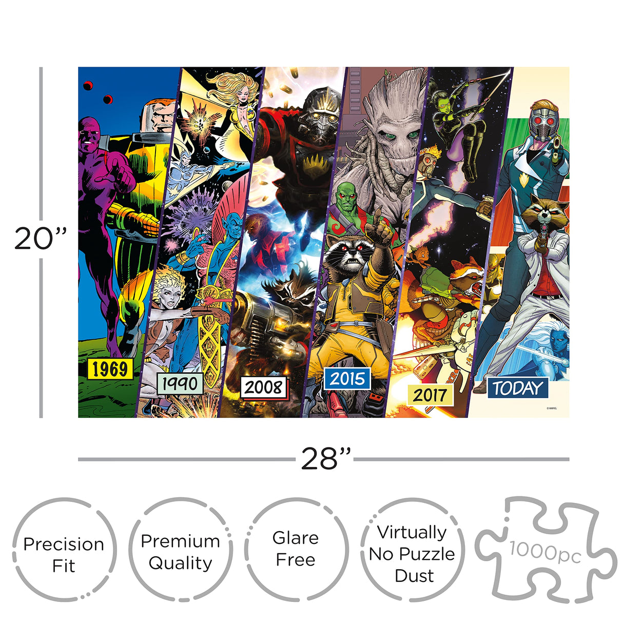 AQUARIUS Guardians of The Galaxy Timeline Puzzle (1000 Piece Jigsaw Puzzle) - Glare Free - Precision Fit - Virtually No Puzzle Dust - Officially Licensed Marvel Merchandise & Collectibles - 20x27 in AQUARIUS