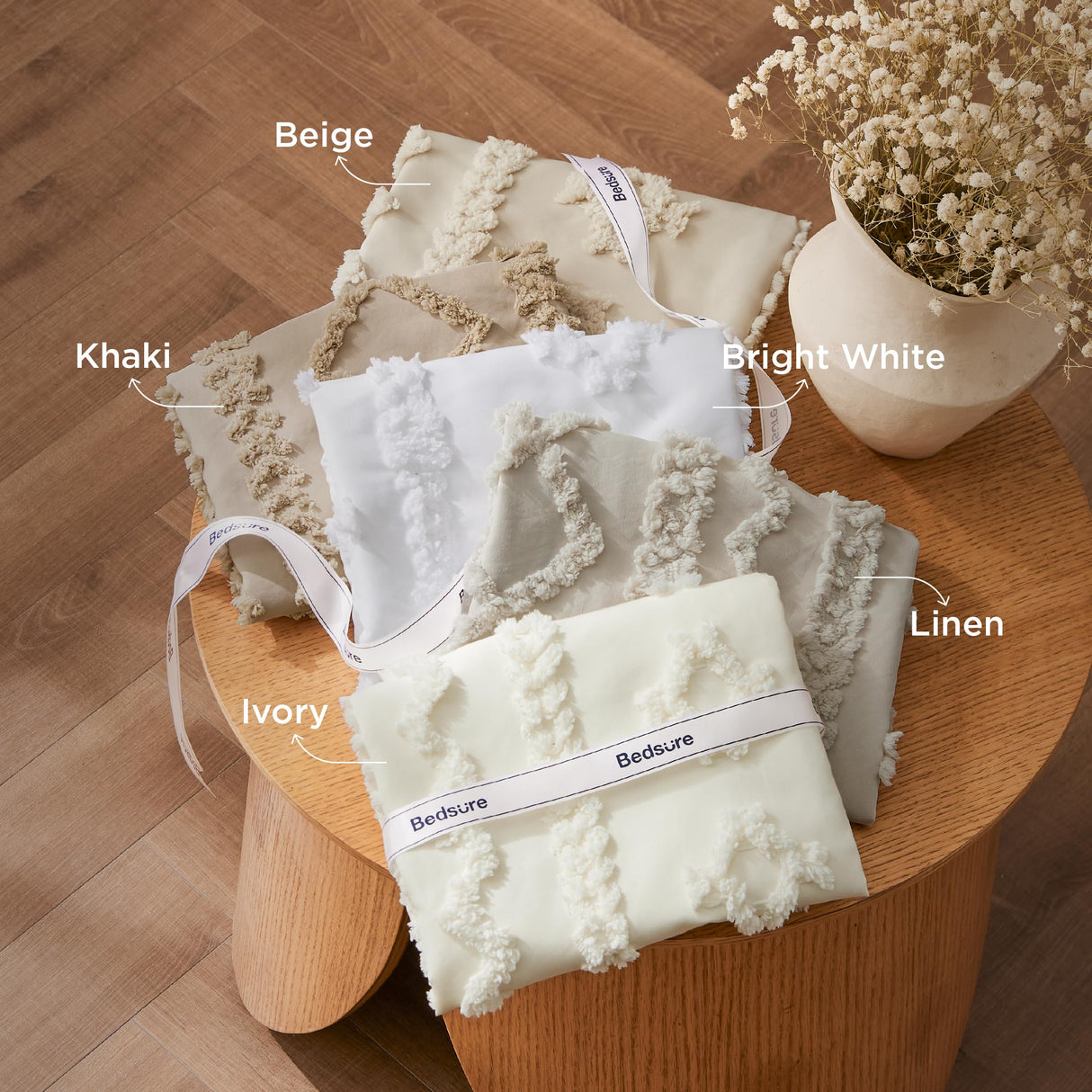 Bedsure Tufted Boho Comforter Set Queen Size - Beige Boho Bed Set, GentleSoft™ 3 Pieces Farmhouse Shabby Chic Embroidery Bedding, Gifts for Woman, Soft Jacquard Queen Comforter for All Seasons Bedsure