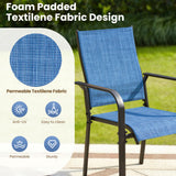 BUPPLEE 38"-84" Extendable Outdoor Dining Table Set for 4-8 Person, Rectangular Outdoor Furniture Adjustable Table & 6pcs Textilene Chairs for Porch,Backyard, Garden, Poolside and Deck-7 Piece Blue BUPPLEE