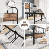 Elegant Home Products Metal Bed Frames with Heavy Duty Steel Slat,Hearboard and Footboard No Box Spring Needed Easy Assembly for Living Room(Twin,Black) Elegant Home Products