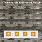 7-Piece Modular Patio Furniture Set, Wicker Outdoor Sectional Sofa with Cushions and Coffee Table, All Weather Patio Conversation Sets for Porch Balcony Backyard, Dark Blue Kiss the Water