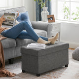 SONGMICS Storage Ottoman Bench, Foldable Foot Rest with Legs, 15 x 30 x 15.7 Inches, End of Bed Bench, Storage Chest, Load up to 660 lb, for Living Room, Bedroom, Entryway, Dark Gray ULSF16GYZ SONGMICS