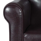 HomePop Youth Leatherette Club Chair, Dark Brown HomePop