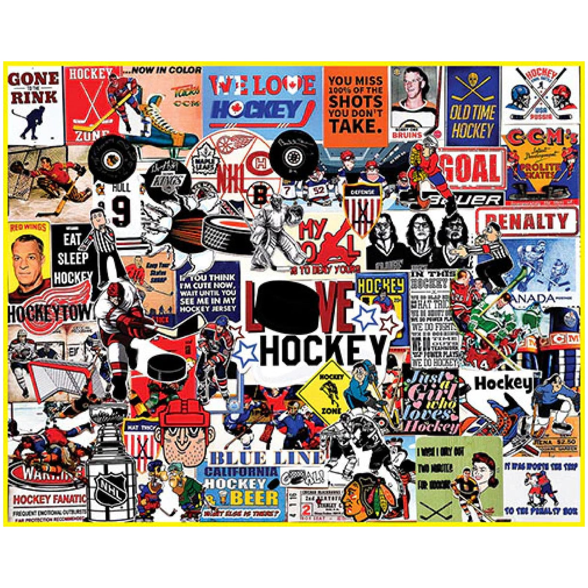 White Mountain - I Love Hockey, 1000 Piece Jigsaw Puzzle, Hockey Puzzle, NHL White Mountain