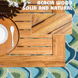 Flamaker 5 Piece Outdoor Dining Set Acacia Wood Patio Table and Chairs with Soft Cushions Patio Furniture for Deck, Backyard, Garden Flamaker