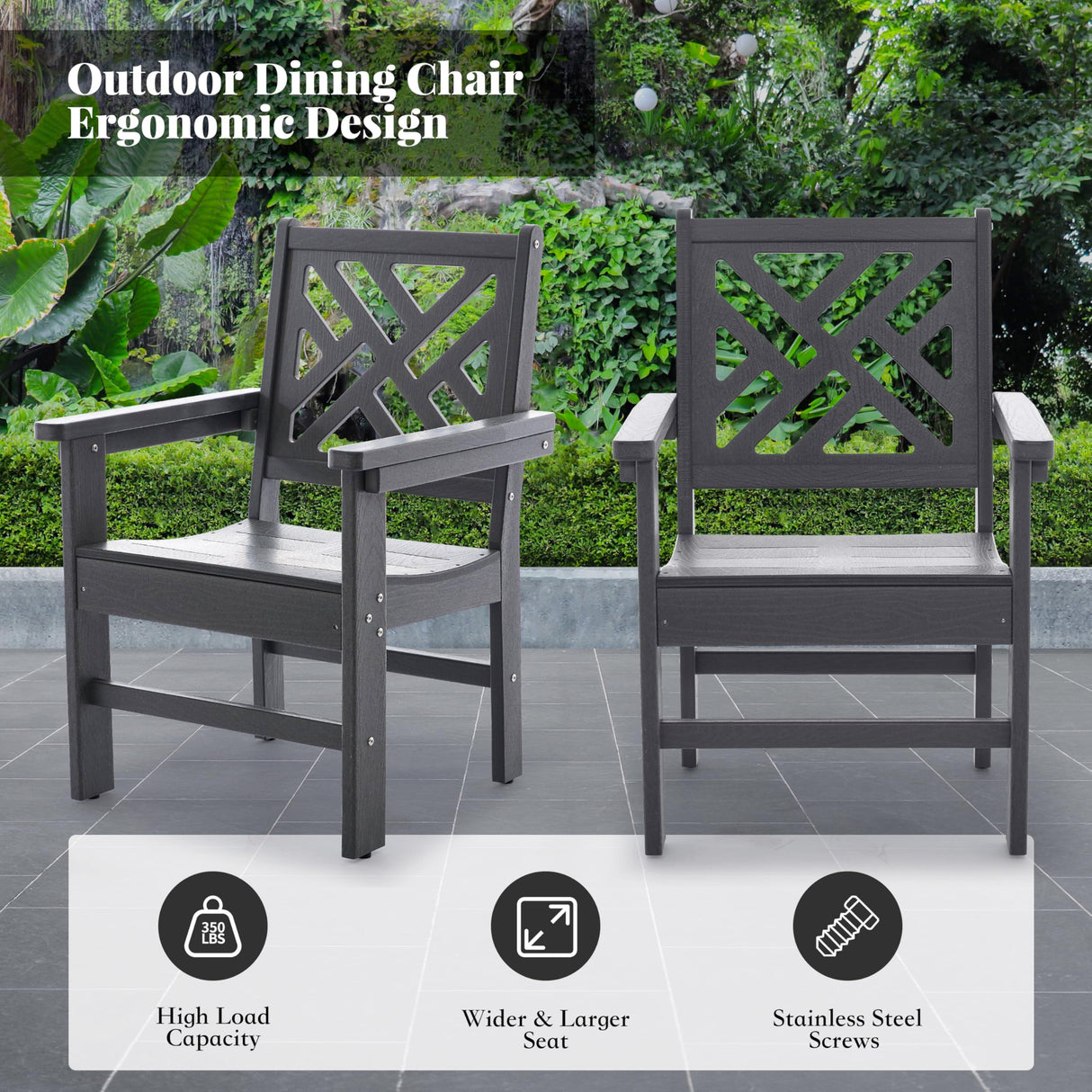 HDPE Dining Table Set for 10,12-Piece Outdoor Table and Chairs Include 10 Dining Chairs and 2 Pcs 62.5" Patio Dining Table with Umbrella Hole (Gray) AZXZCS