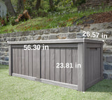 EAST OAK Outdoor Storage Box, 120 Gallon Deck Box with Stainless Steel Rods Large Resin Storage Bin for Patio Cushions, Garden Tools, Waterproof and UV Resistant, Lockable, Grey EAST OAK