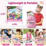 SYNARRY Unicorn Mermaid Princess Magnetic Puzzles for Toddlers 3-5 Girls, 20 Pieces Travel Puzzles for Kids Ages 4-6, Car Airplane Road Trip Activities Toys for 3 4 5 6 Year Old Girls Birthday Gifts SYNARRY