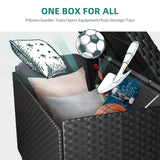 YITAHOME 230 Gallon Wicker Deck Box, XXL All-Weather Outdoor Storage Box, Rattan Storage Bin for Patio Furniture, Outdoor Cushions, Pool Storage and Garden Tools - Black YITAHOME