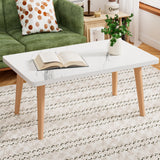 Small Coffee Table for Small Space, Low Table, Floor Table Desk for Sitting on The Floor, Storage Living Room Furniture, Tatami Tea Tables with Solid Wood Legs, Home Office, Farmhouse, Rectangle White FAMIDGE