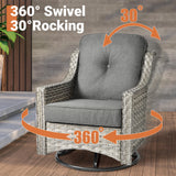 ovios 8 Piece Outdoor Patio Furniture with Cozy Comfortable Swivel Chair,Rattan Wicker Coversation Couch Set with 3 Seater Sofa,Sectional Set for Outside Patio Balcony Backyard Pool,Dark Grey ovios