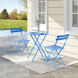 Bistro Table and Chairs Set of 2, 3 Piece Outdoor/Indoor Folding Patio Bistro Sets, 2 Chair Patio Furniture Set with Table, Premium Frame Foldable Coffee Tables for Balcony, Yard, Garden, Blue IDEALHOUSE