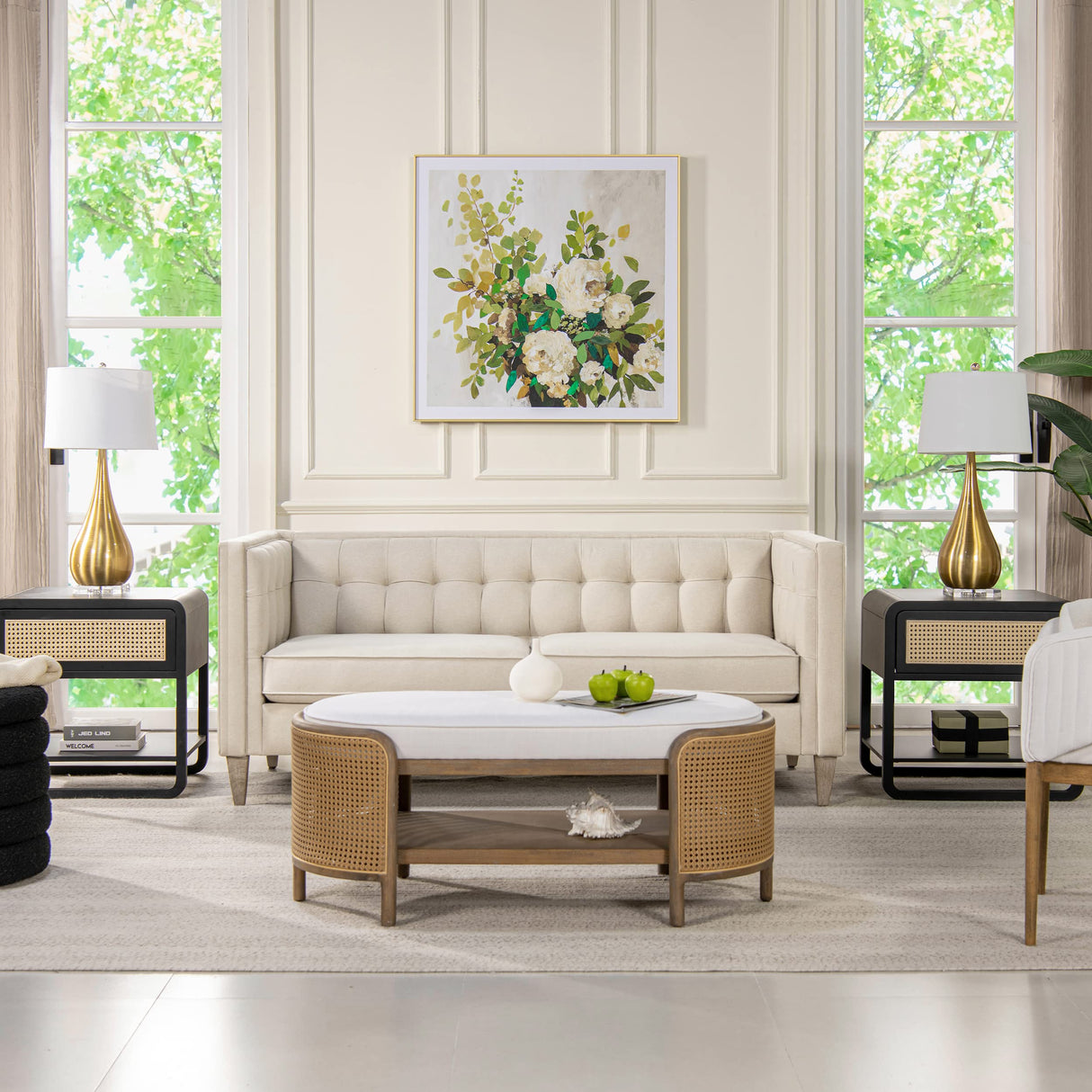 Jennifer Taylor Home James 74" Modern Tuxedo Sofa, Sky Neutral Beige Polyester Jennifer Taylor Home