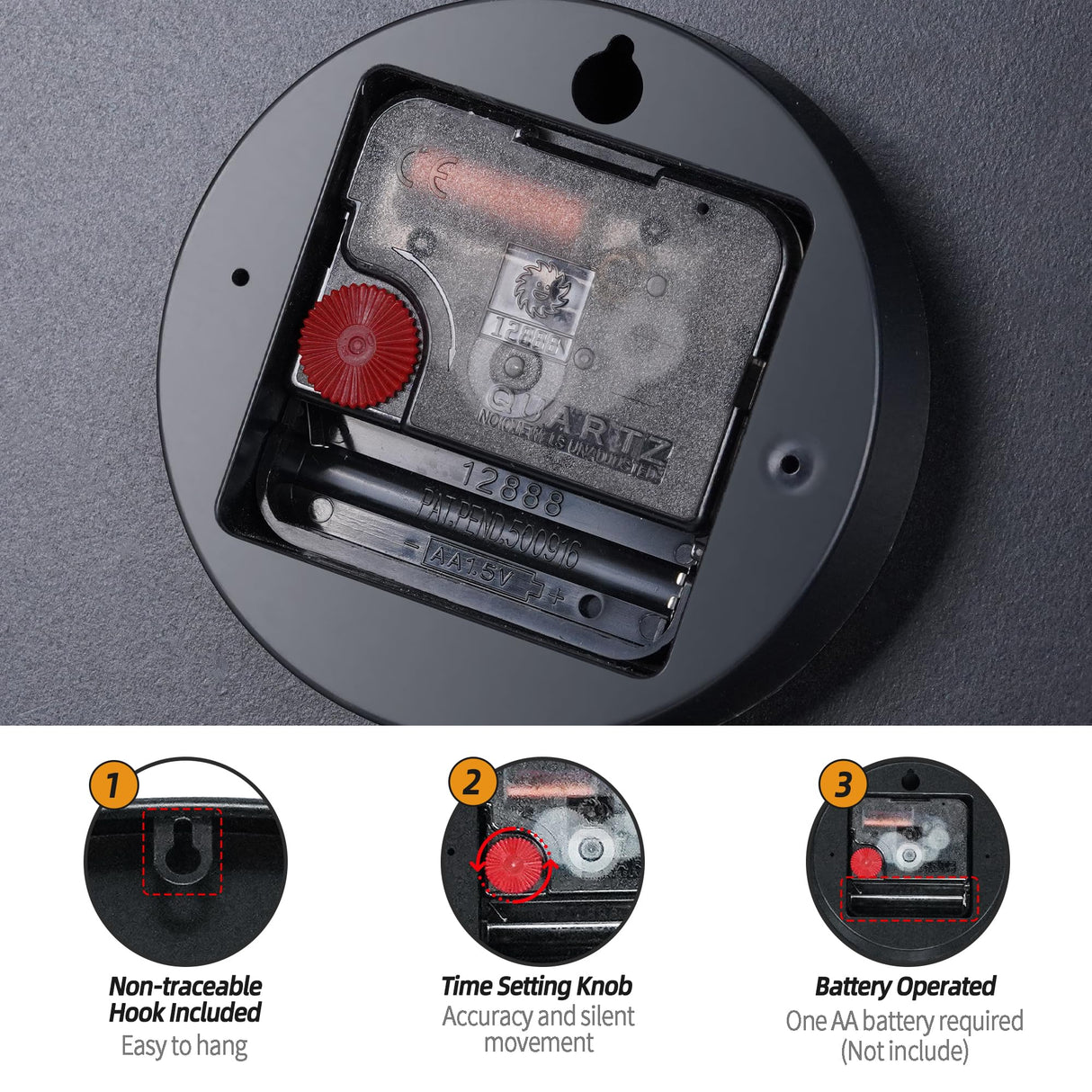 Henescribe Large Wall Clock 30IN, Silent Metal Wood Style Wall Clocks Battery Operated for Living Room Decor, Farmhouse Big Wall Clock, Outdoor Henescribe