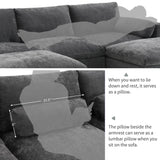 Merax 86.5" Sectional Sofa with Storage Pockets & Removable Ottomans, 5 Seat U Shaped Sleeper Cloud Couch Set, Convertible L-Shaped Chenille Upholstered SofaBed for Living Room and Apartment, Black Merax