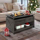 DWVO Board Game Table Living Room: 3-in-1 Game & Puzzle Table with Play Mat, 4 Drawers, Power Outlet, Removable Top (Dark Oak) DWVO