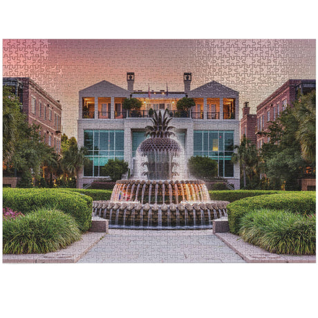 Ambesonne Charleston Jigsaw Puzzle for Adults, South Carolina USA The Waterfront Park Pineapple Fountain Urban Landscape Photo, Heirloom-Quality Fun Activity Durable Cardboard, 1000 pcs, Multicolor Ambesonne